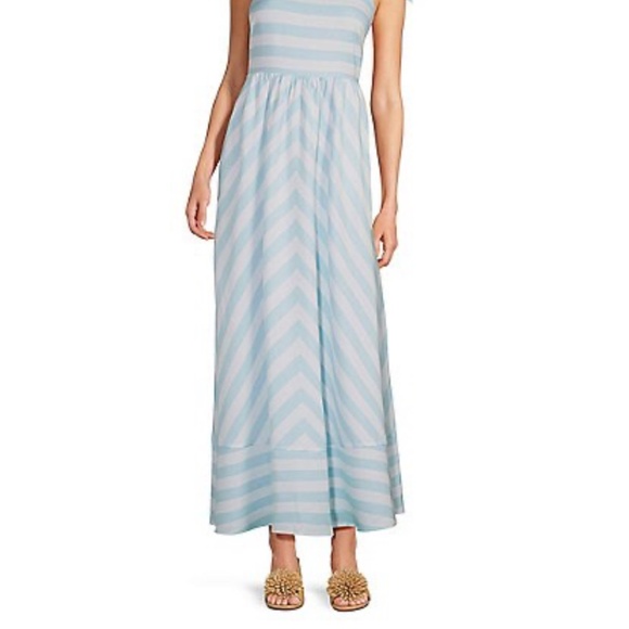 STS Sail to Sable XS blue striped maxi dress tie straps nwt - Picture 2 of 6